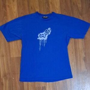 Vintage Y2k Fox Royal Blue Drip Graphic Tee